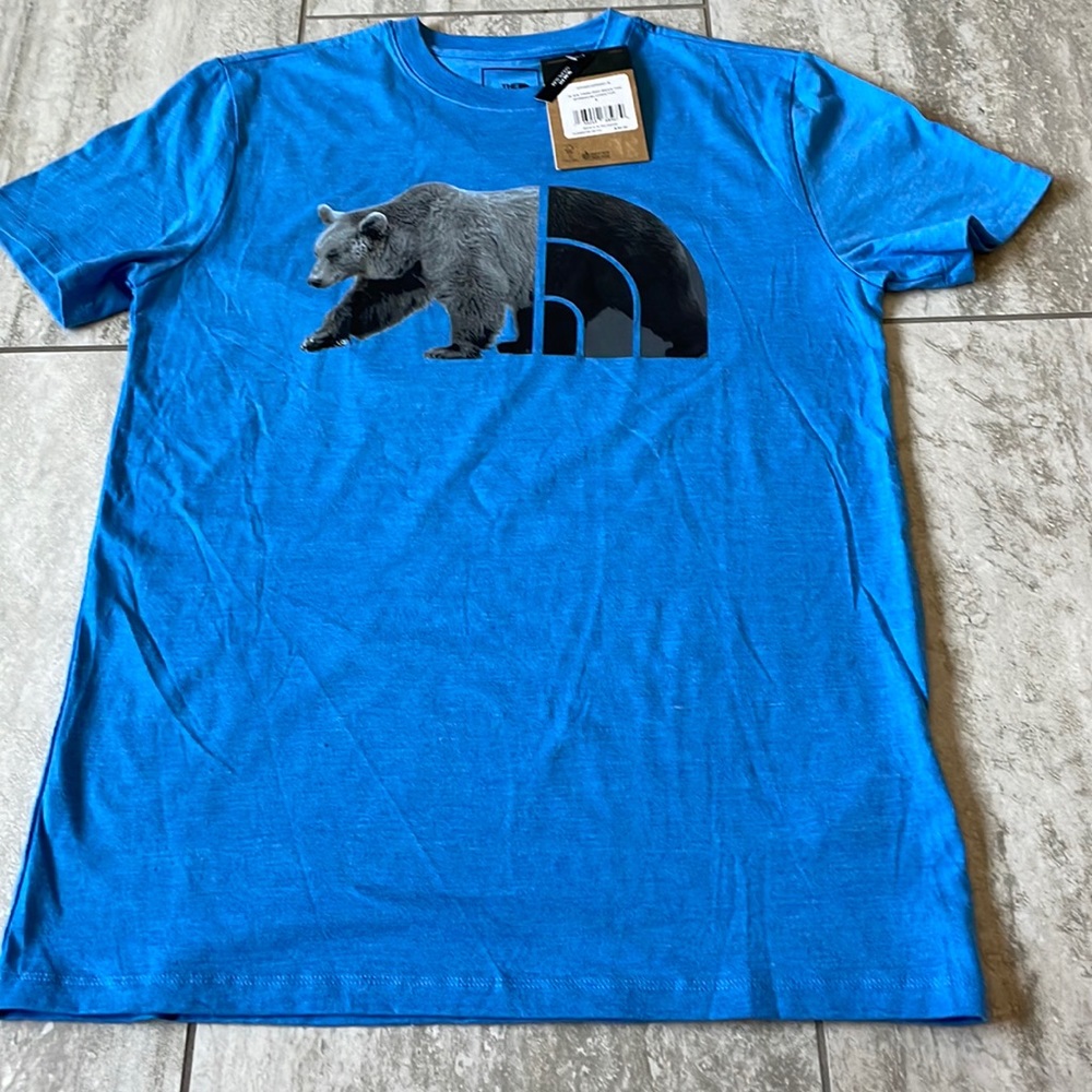 The North Face,Small,Blue,round neck,short sleeves,slim fit,tee shirt for men